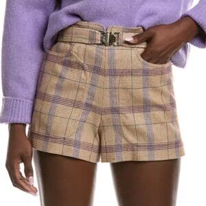 Maje Plaid Wool Blend Shorts - EU 38 / US S